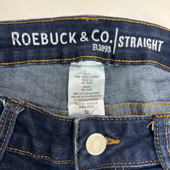 Roebuck & Co Sears Kmart Straight Crop Women's size 12 Dark Blue Denim Jeans - Picture 2 of 3